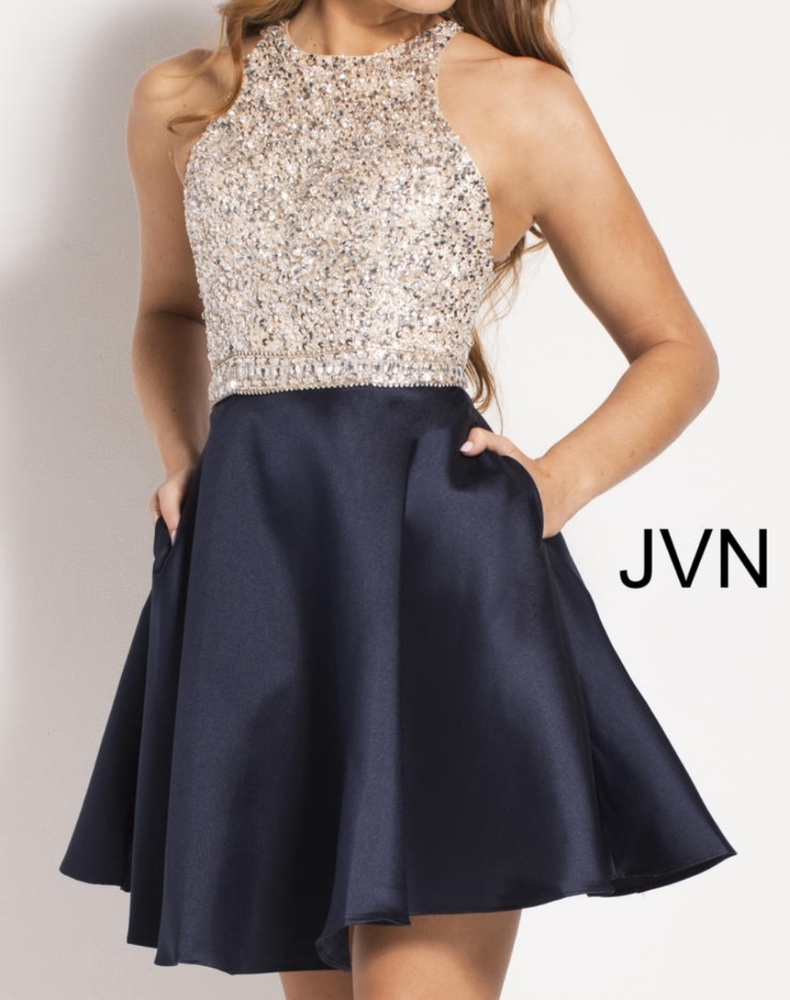 Jovani jvn POCKETS navy short dress 10 cy